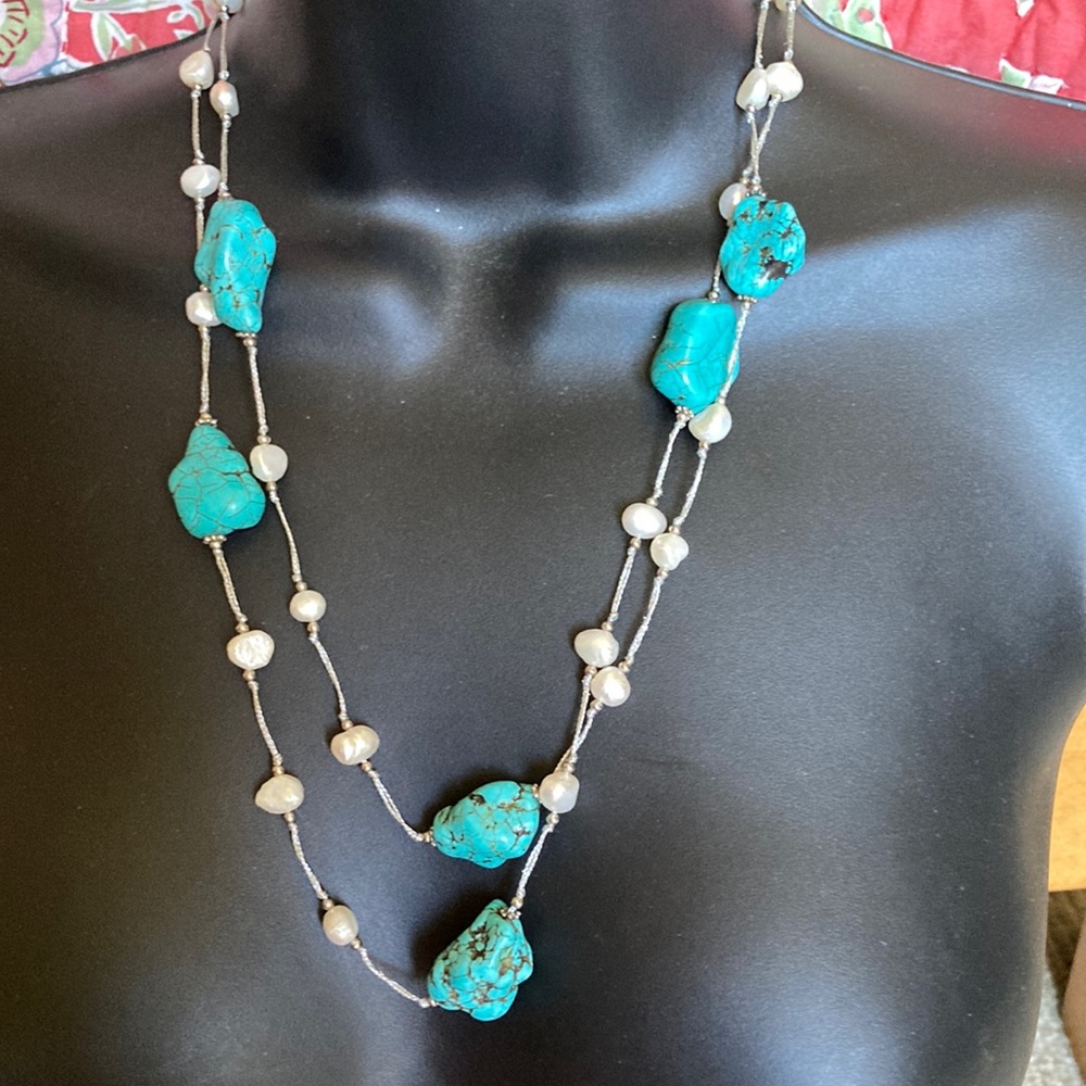 Turquoise and Pearl Necklace